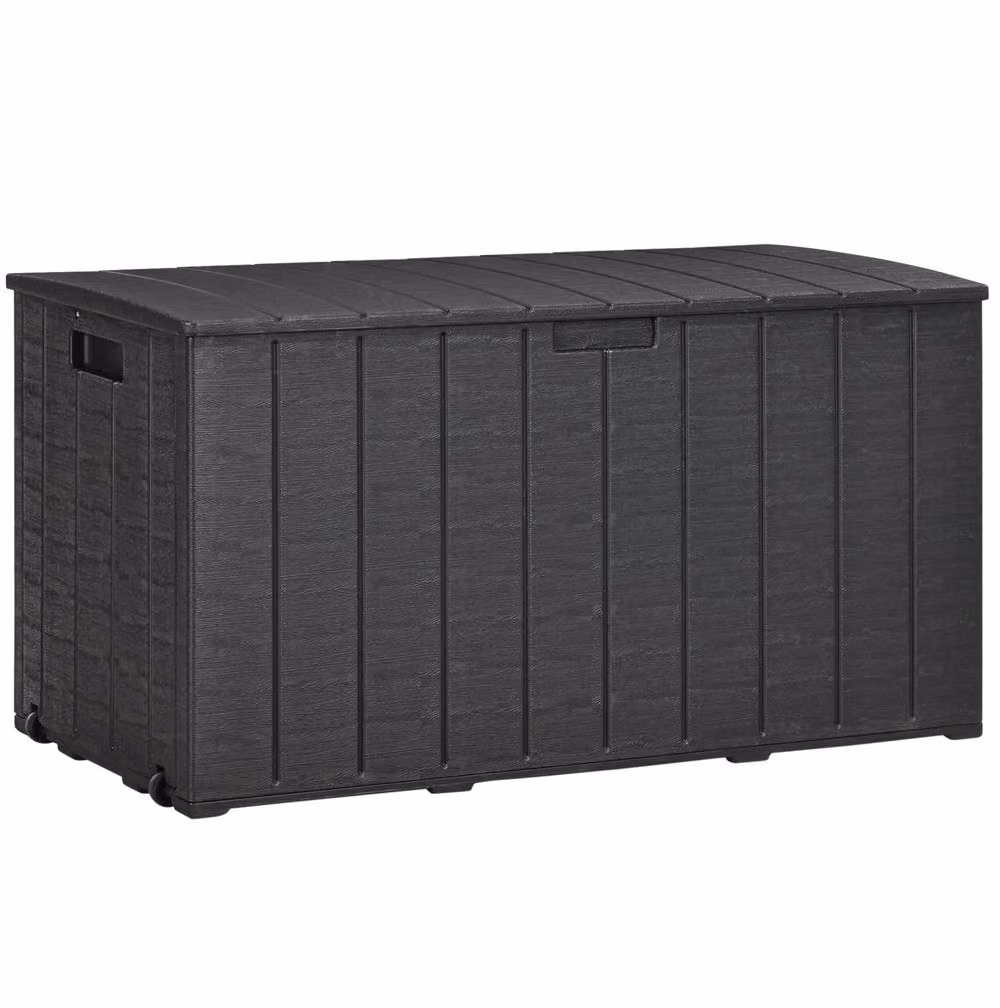 STILVORA Garden Storage Box with Wheels, Black, 366L – 4