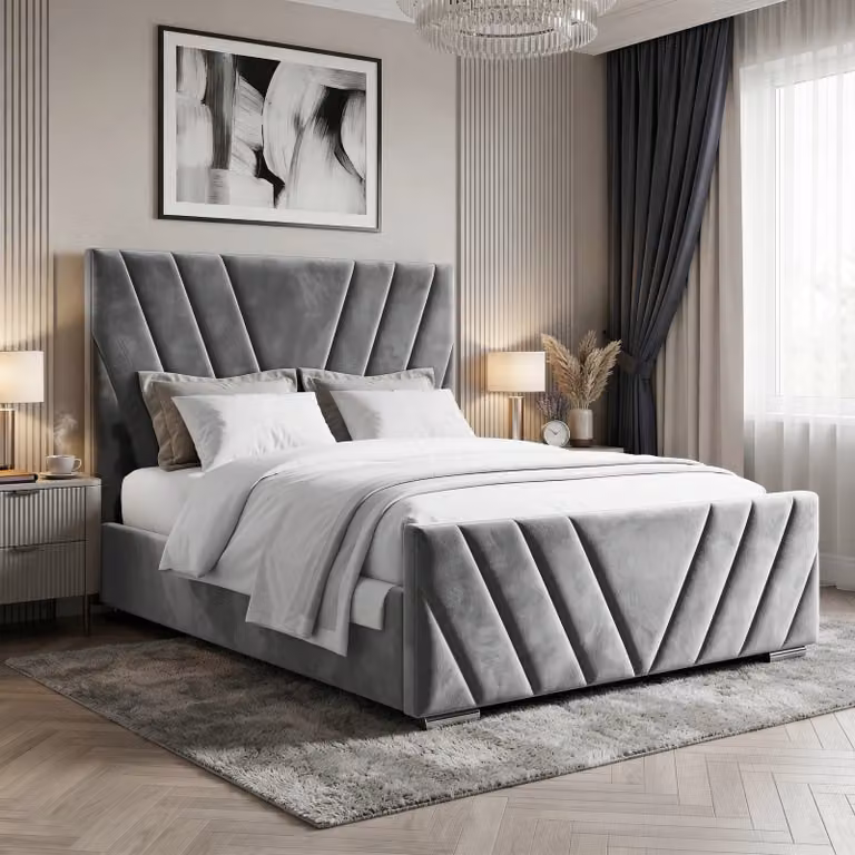 Vellure Velvet Ottoman Storage Bed Frame, King Size (5ft), Dark Grey