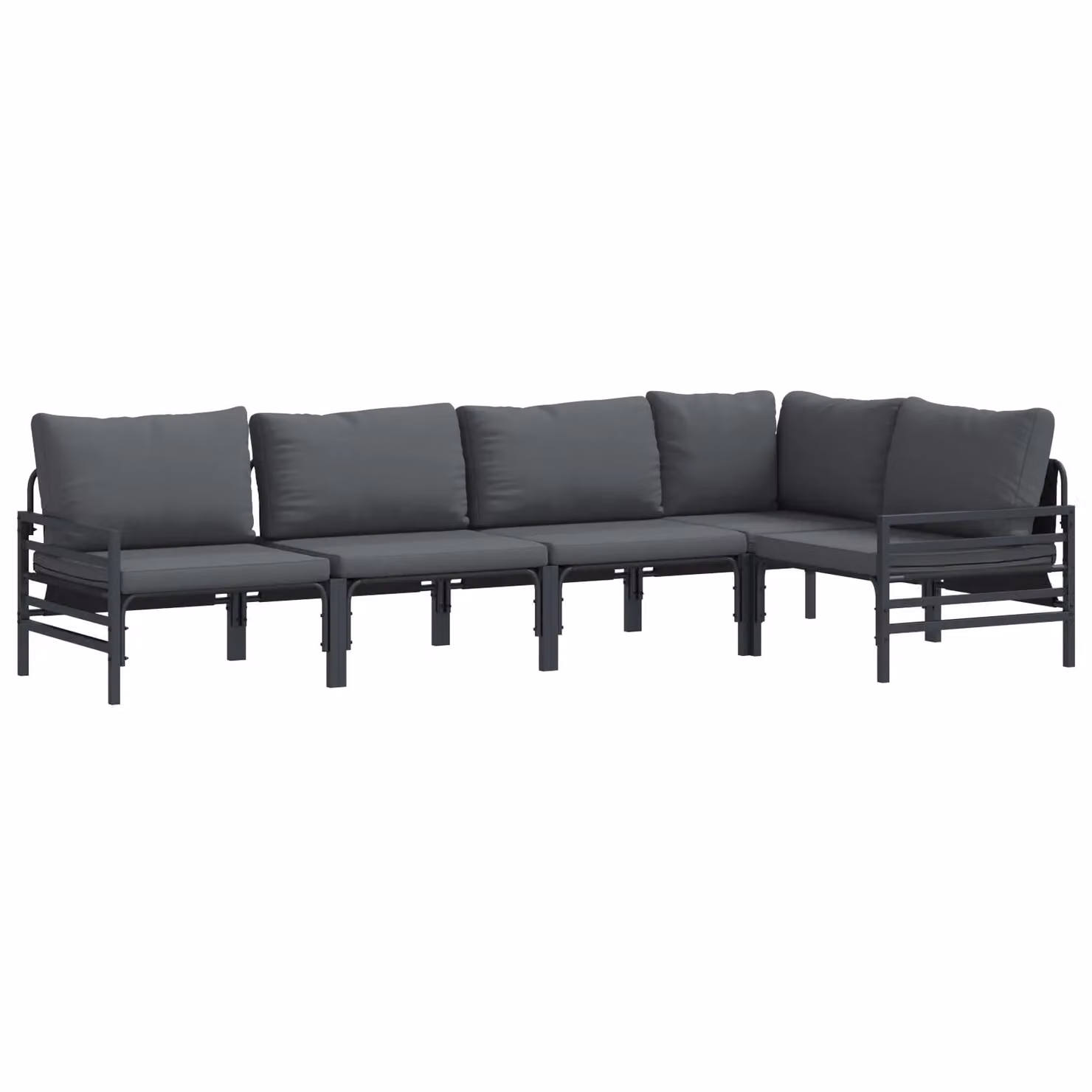 Berkfield Home 5 Piece L-Shape Garden Sofa Set in Anthracite with Powder Coated Steel Frame and Upholstered Cushions – 2
