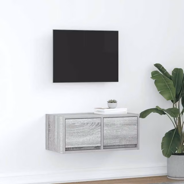 Berkfield Home Modern Grey Sonoma TV Cabinet, W/D/H: 60 x 31 x 25.5 cm