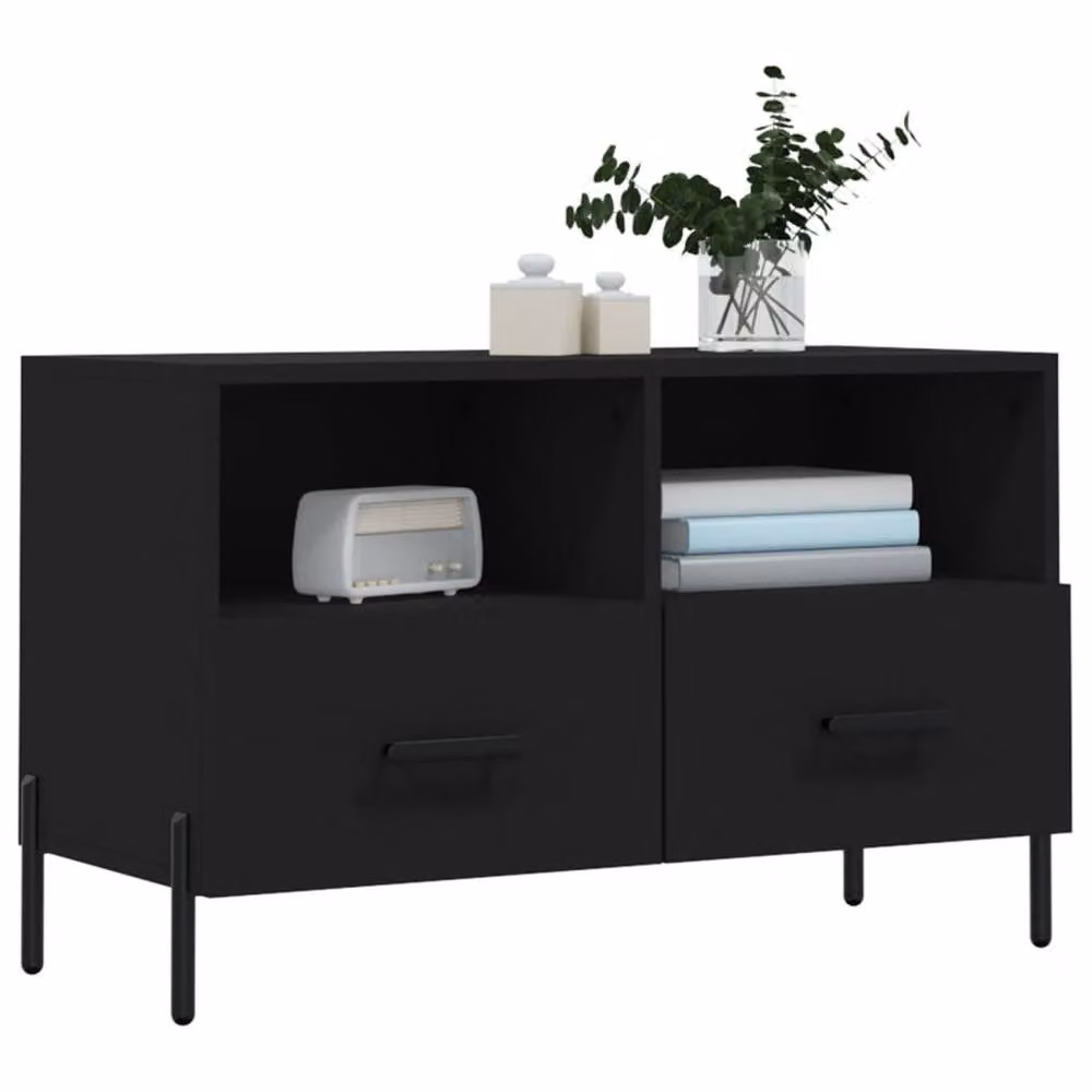 Berkfield Home Modern Black Matt TV Cabinet W/D/H: 80 x 36 x 50 cm – 3