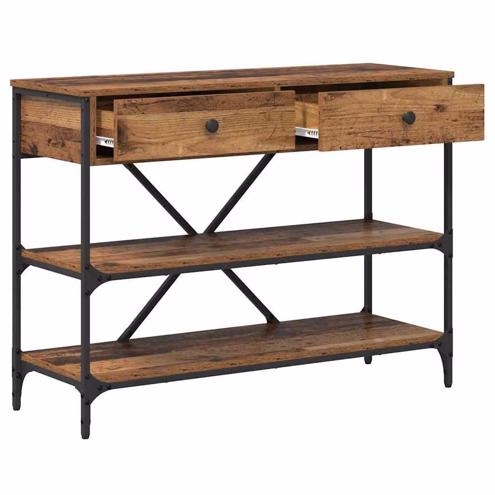 Berkfield Home Rustic Brown Console Table with X-Frame Design, W/D/H: 100 x 34.5 x 75 cm – 5