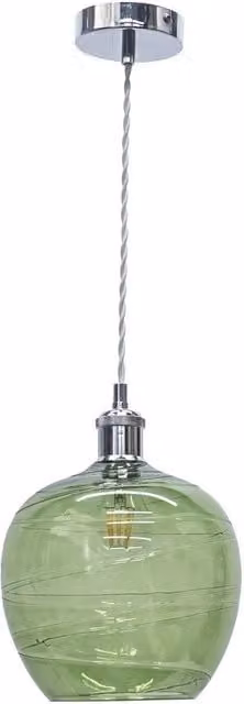 First Choice Lighting Leah Green Ripple Glass Sphere Pendant Light with Chrome Fitting – 1
