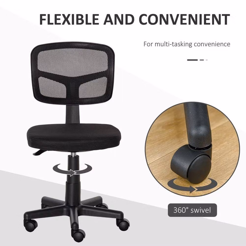 PAWNORA Ergonomic Small Swivel Office Chair in Black Fabric – 4