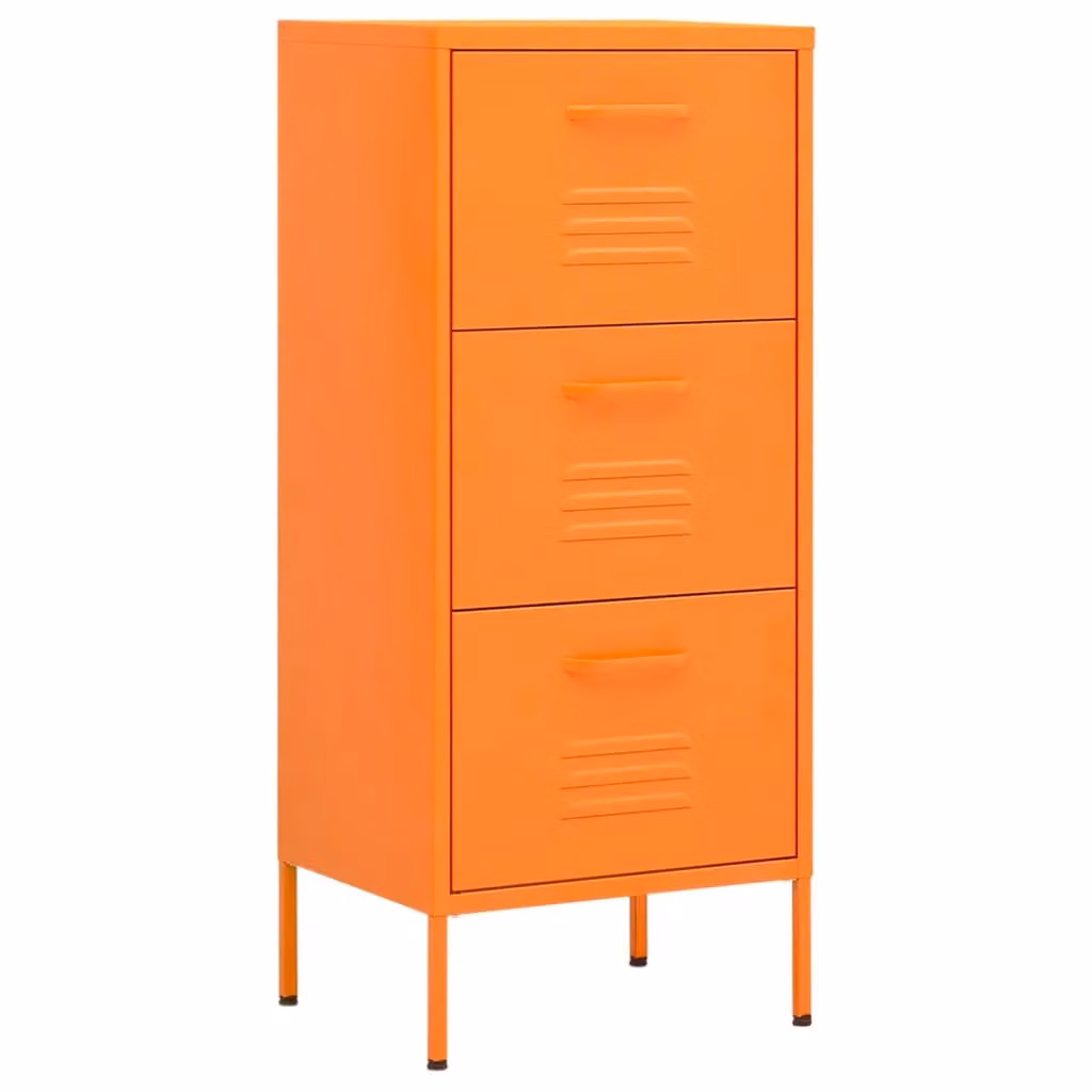 Berkfield Home Orange Metal Storage Cabinet with Internal Drawers W: 42.5 cm, D: 35 cm, H: 101.5 cm – 2