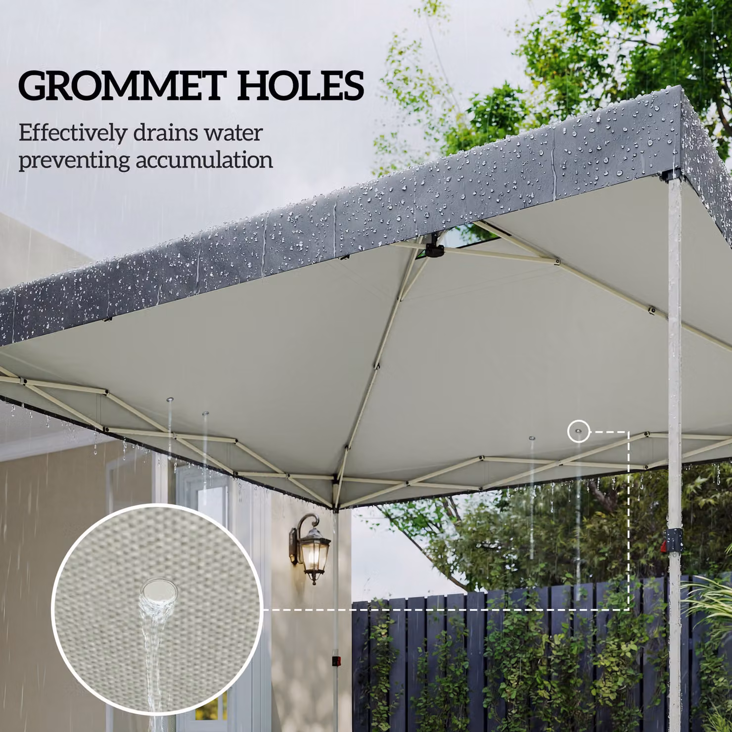 Outsunny Gazebo Roof Replacement Dark Grey Waterproof Pop Up Canopy Cover with UPF 50+ Protection and 8 Drainage Holes, W: 3 x D: 3 m – 6