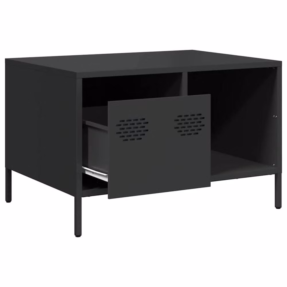 Berkfield Home Black Industrial Coffee Table in Matt Metal, W: 68.5 cm, D: 50 cm, H: 43.5 cm – 5