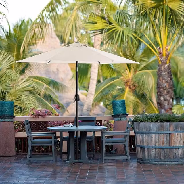 SONGMICS 30 Degree Tilt Garden Parasol Umbrella in White with UPF 50 Protection