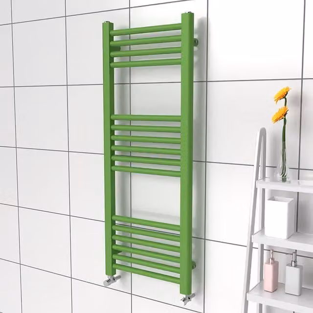 Lux Heat Coloured Steel Towel Radiator in Green, W/H: 100 x 40 cm