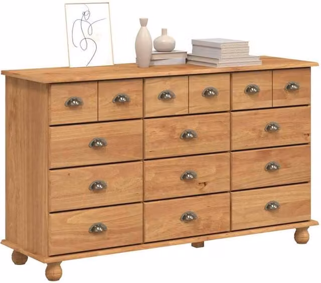 Berkfield Home ASKIM Modern Chest of Drawers in Brown Solid Pine, W: 79 cm, D: 40 cm, H: 133.5 cm
