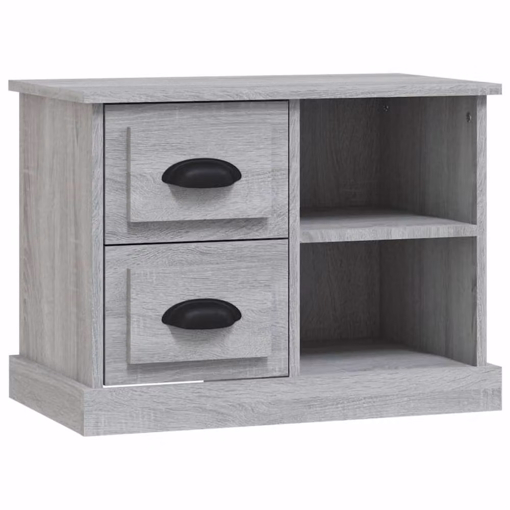 Berkfield Home Elegant Bedside Cabinet in Grey, W: 60 cm, D: 35.5 cm, H: 45 cm – 2