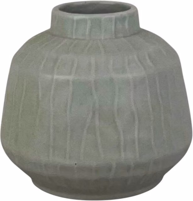 Four Candle Pistachio Glazed Ceramic Vase in Green, H: 11 cm, W: 10 cm, D: 10 cm