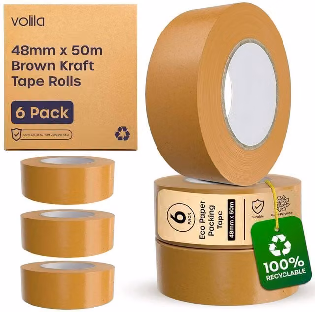 Volila 6 Pack Brown Kraft Heavy Duty Packaging Tape, Width: 48 mm, Length: 50 m – 1