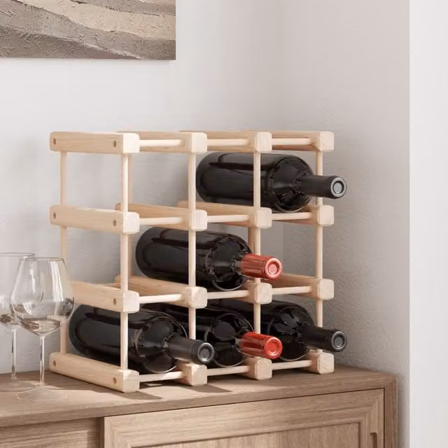 Berkfield Home Rustic Solid Wood Pine Wine Rack for 12 Bottles, Brown, W/D/H: 36 x 23 x 36 cm