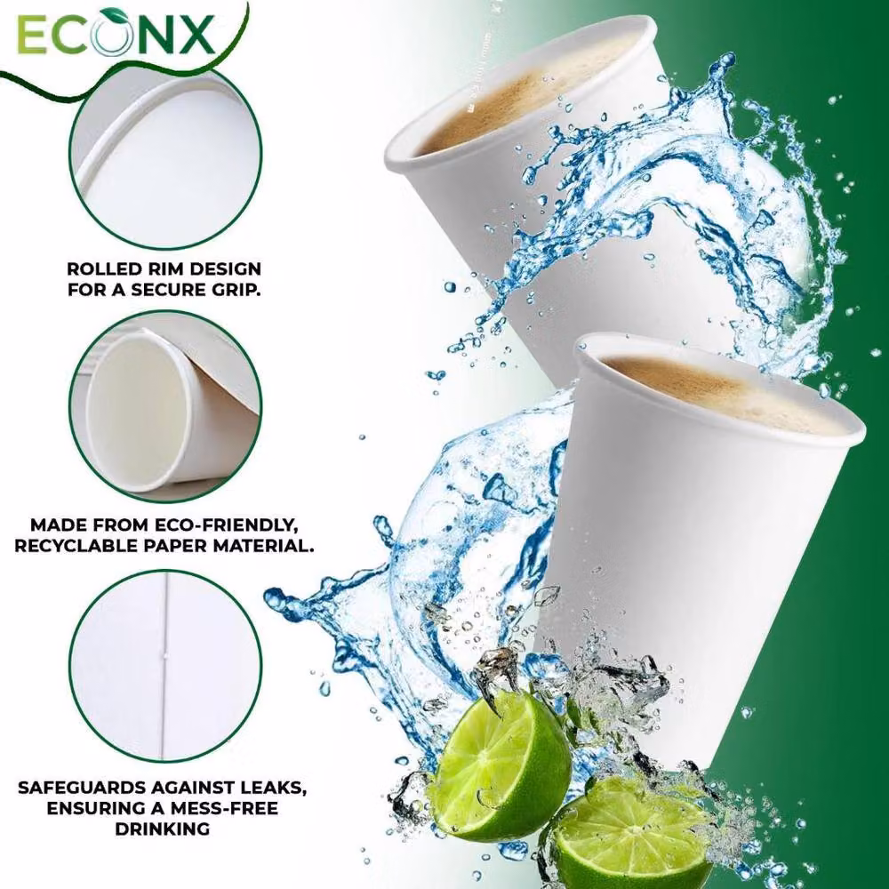 ECONX White Disposable Single Wall Paper Cups for Cold Coffee and Takeaway Drinks, 12oz, 500 Pieces – 2