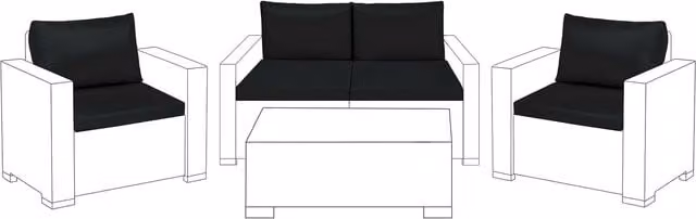 Gardenista Black Water Repellent Rectangular Polyester Outdoor Sofa Replacement Cushion Set of 8