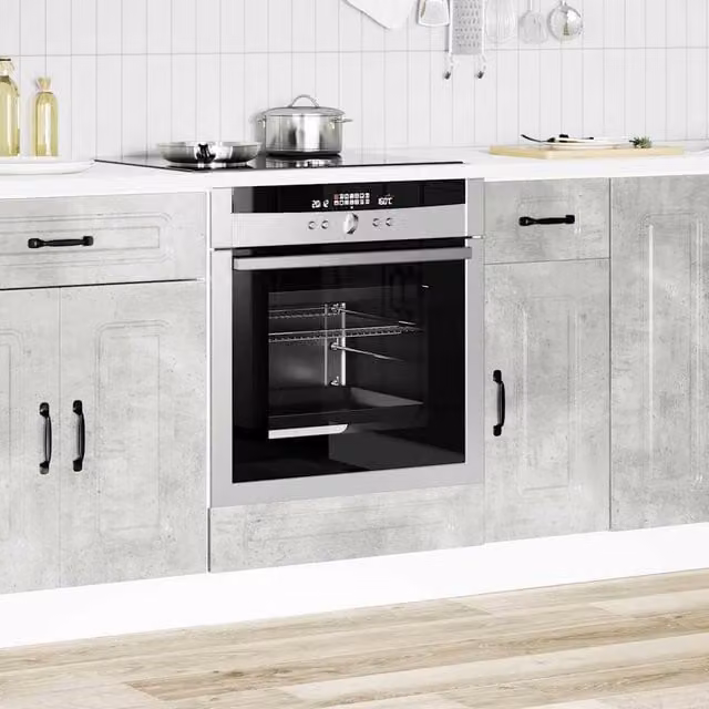 Berkfield Home Kalmar Freestanding Oven Cabinet in Concrete Grey Engineered Wood, W/D/H: 60.0 x 46.0 x 81.5 cm