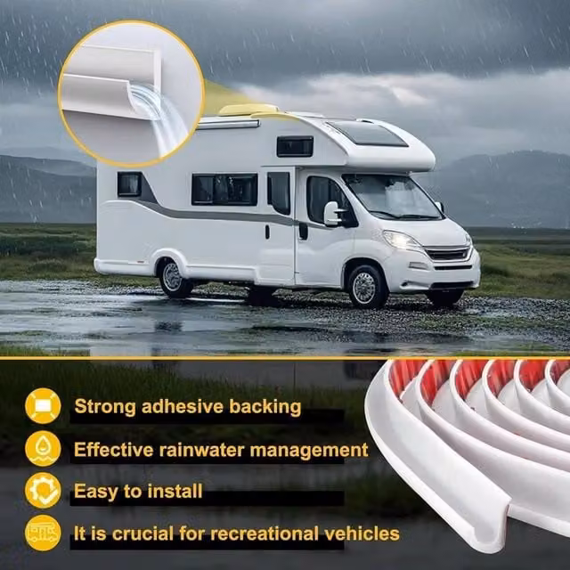 FLAVORA Self-adhesive Waterproof Drip Stop Door Gutter Rain Deflector, White, W: 52 cm, L: 500 cm – 1