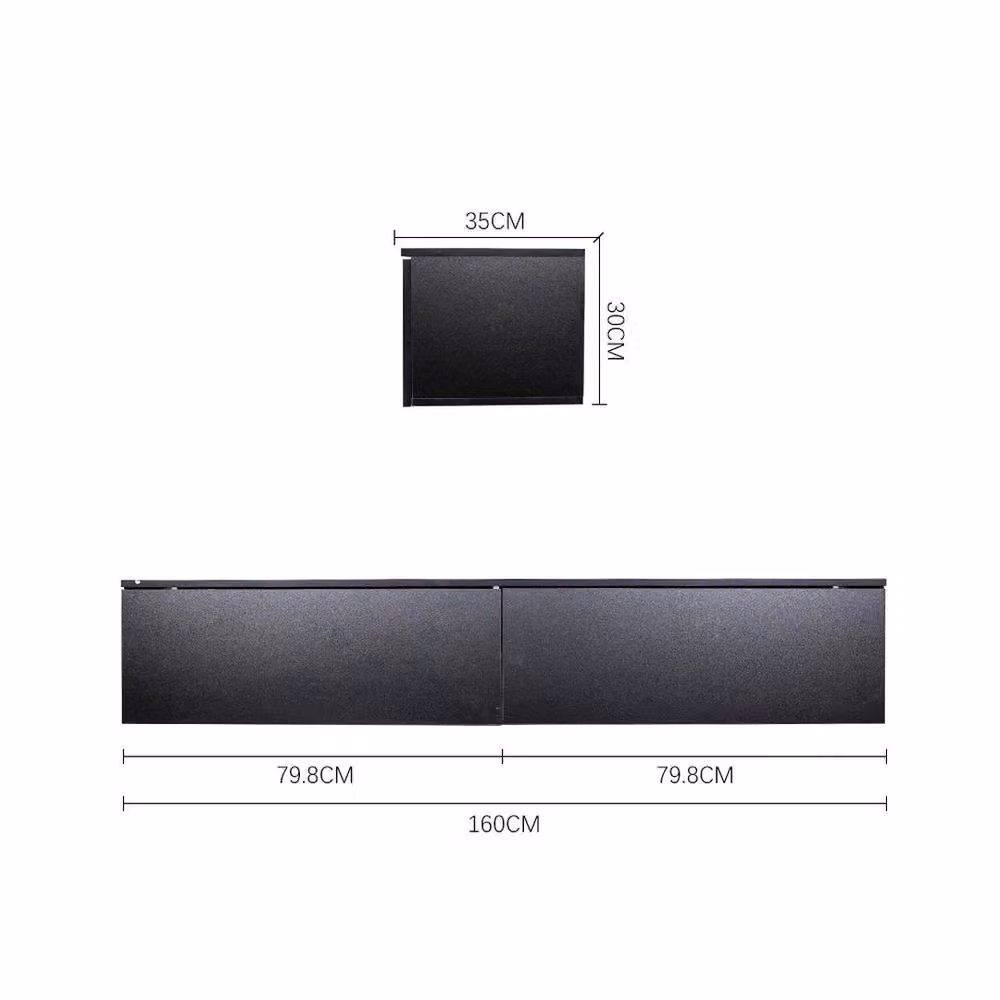 KORVIXA Matte Black Minimalist Wall Mounted 2 Door Floating TV Stand W/D/H: 160 x 100 x 100 cm – 2