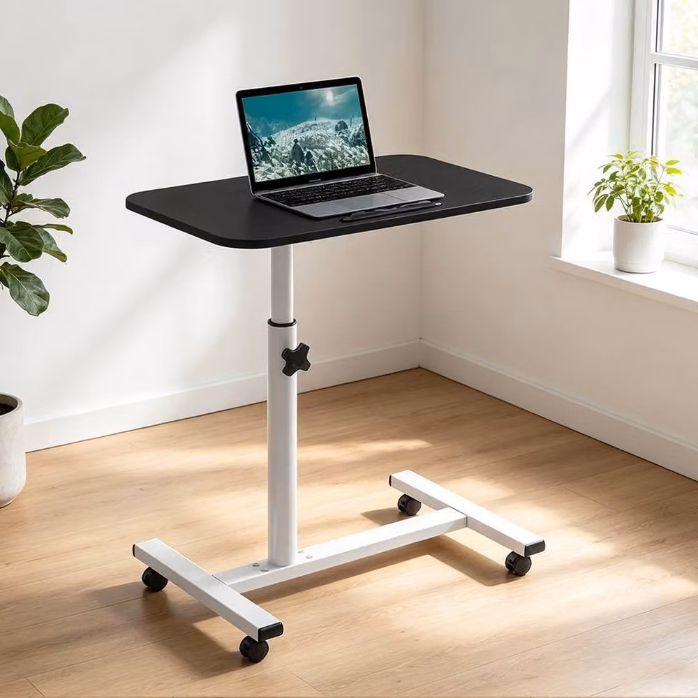 FORGEVIO Black Height Adjustable Mobile Writing Desk with Castors – 4