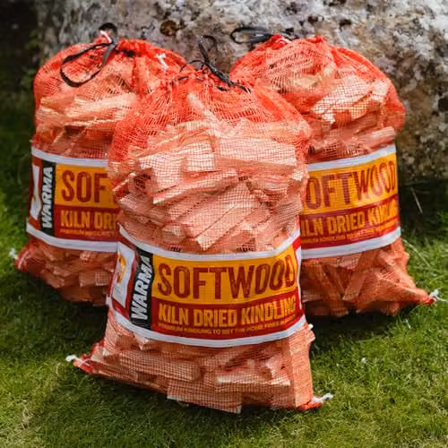 Warma Kiln Dried Kindling Wood, 3 x 4kg Nets (81L Total) – 5