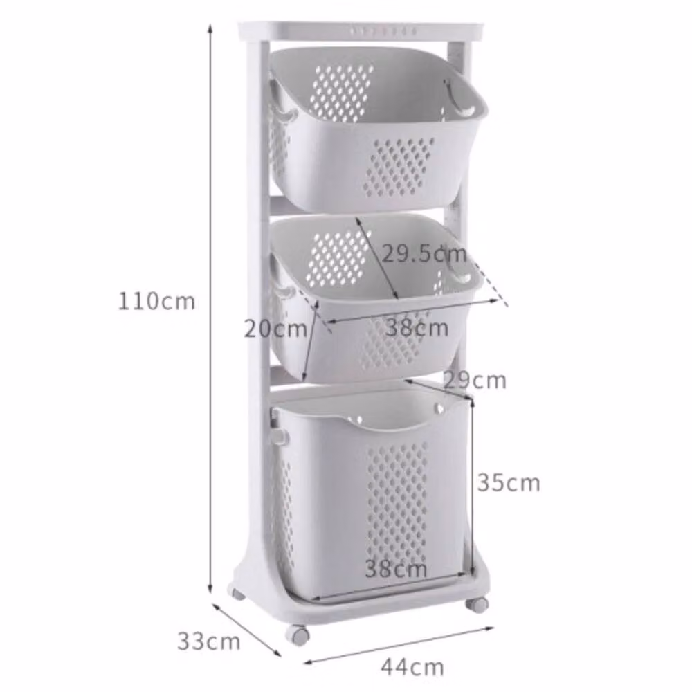 Kelvenix Portable Collapsible Laundry Trolley with Wheels and Removable Bag, White – 2