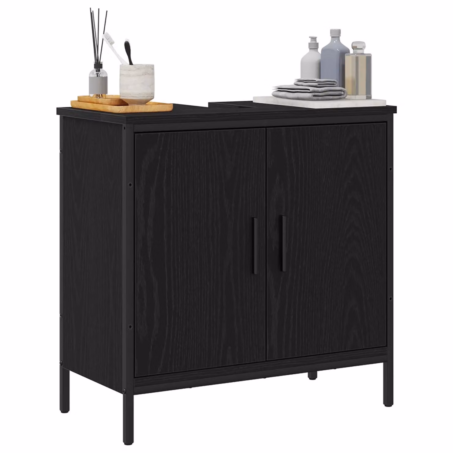 Berkfield Home Modern Black Oak Bathroom Sink Cabinet, W/D/H: 60 x 30 x 60 cm – 3