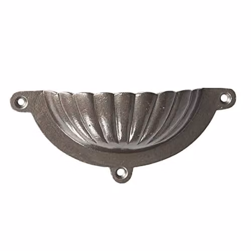 Hammer and Tongs Fluted Iron Cabinet Drawer Pulls in Grey, Pack of 6, W: 13 cm, H: 6 cm – 2
