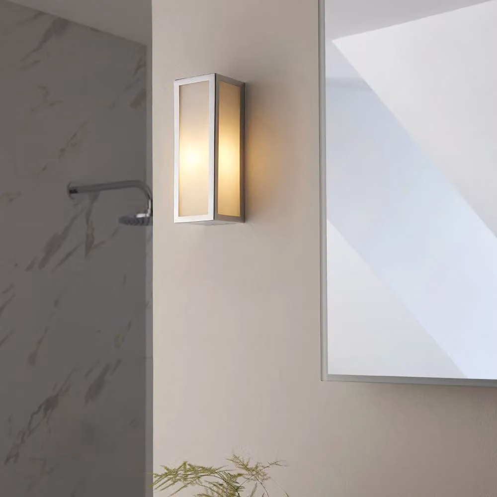 Loops Modern Chrome Bathroom Wall Light with Transparent Glass Shade – 2