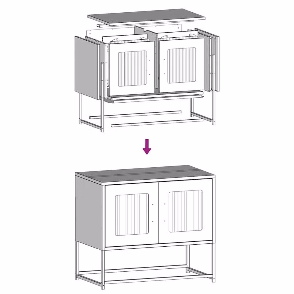Berkfield Home TV Cabinet in Anthracite Matt Cold-rolled Steel W/D/H: 68 x 39 x 60.5 cm – 6