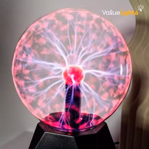 ValueLights Plasma Ball 6 Inch Touch and Sound Reactive Electric Globe Night Light in Pink and Multicolour – 4
