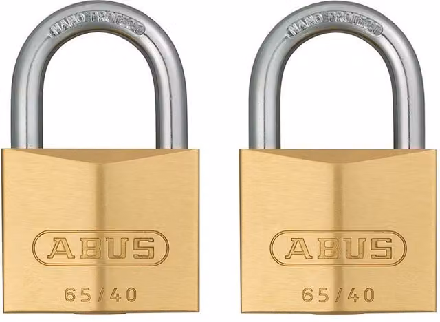 ABUS Brass Padlock with Two Keys in Yellow and Gold