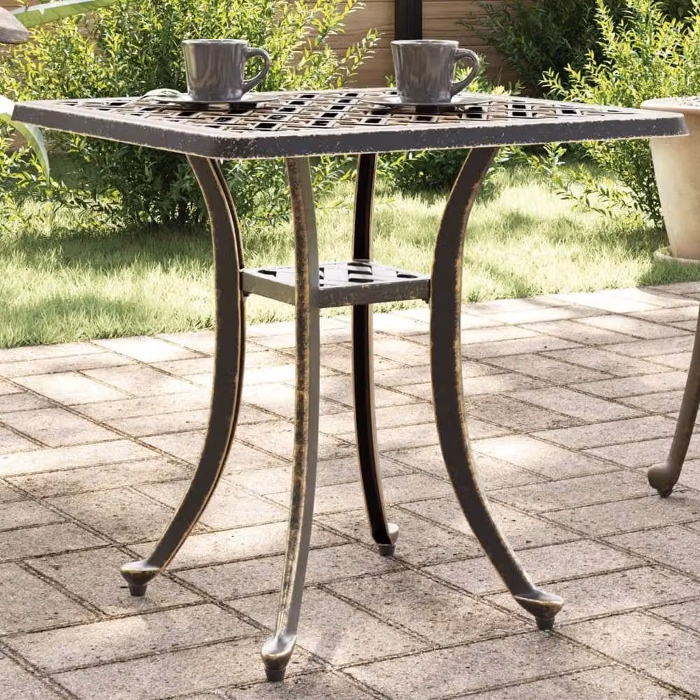 Berkfield Home Brown Cast Aluminium Garden Table, W/D/H: 53 x 53 x 53 cm – 2