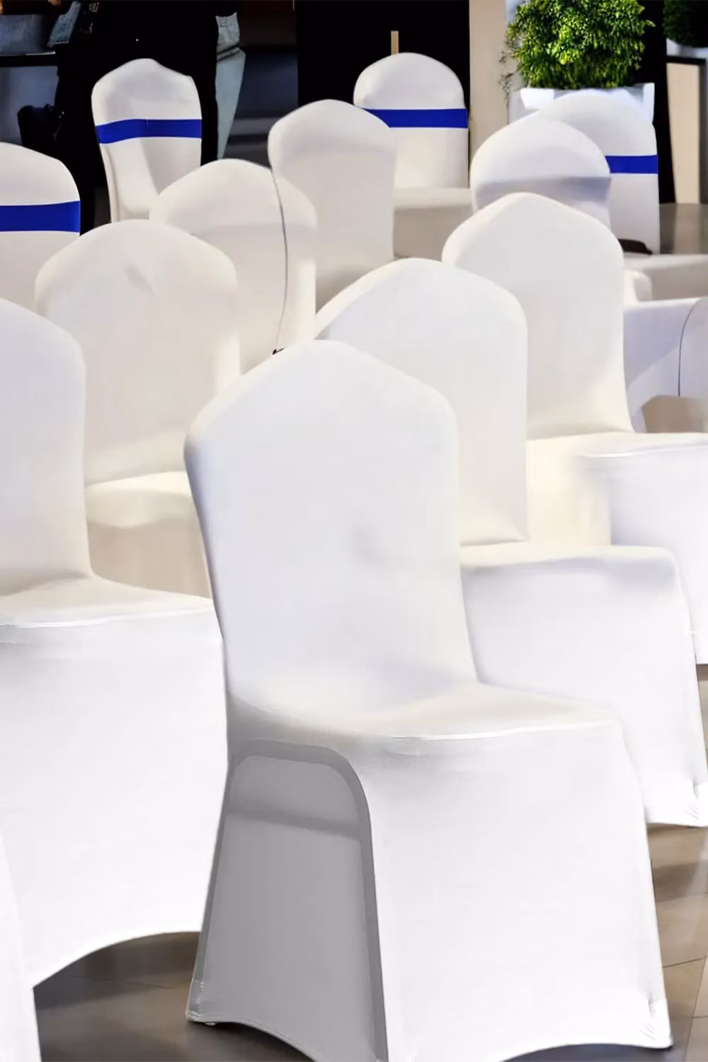 Neel Blue Premium Spandex Dining Chair Cover in Blue and White with Elastic Band, Removable and Washable – 3