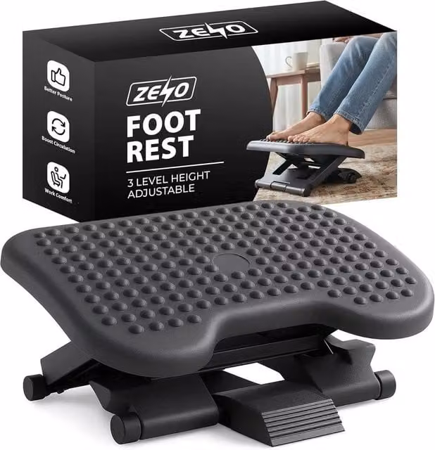 NESTLUNE Adjustable Height and Angle Tilting Foot Rest Platform in Black, W: 100 cm, D: 15 cm