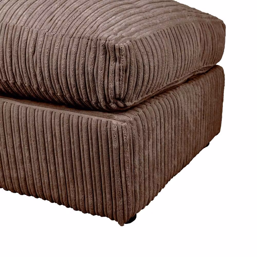 LUXURY LIFE Amalfi Jumbo Cord Fabric Footstool in Chocolate Brown, W/D/H: 60 x 60 x 65 cm – 3