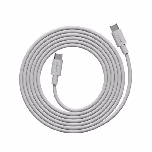Avolt Soft Silicone USB-C to USB-C Cable, 100W, 2m, Grey or White