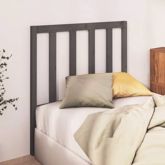 Berkfield Home Beautiful Bed Headboard in Grey Solid Pine Wood, W/D/H: 96 x 4 x 100 cm