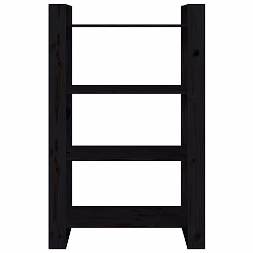vidaXL Solid Wood Pine Book Cabinet and Room Divider in Black, W: 80 cm, D: 35 cm, H: 125 cm – 3
