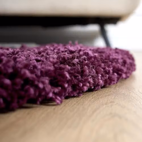 Bravich Round Purple Shaggy Rug, Aubergine, Diameter: 120 cm, Pile Height: 5 cm – 4