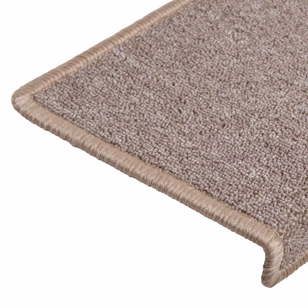 Berkfield Home Self-Adhesive Carpet Stair Treads, 15 Pieces, Light Brown, W: 65 cm, D: 21 cm, H: 4 cm – 4