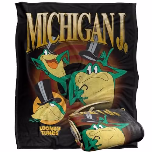 LOGOVISION Looney Tunes Michigan J Frog Super Soft Fleece Throw Blanket, Multicolour, W: 152 cm, D: 127 cm