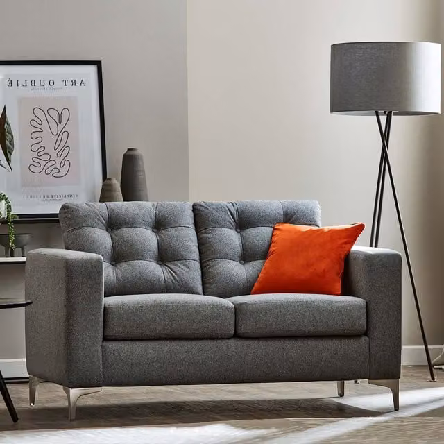 Furnishings For Less UK Smart Hackney 2 Seater Fabric Sofa in Blue or Grey – 1