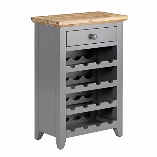 Statement Furniture Florence Dove Grey Wooden Wine Rack Sideboard with Drawer, 16 Bottle Capacity, W: 80 cm, D: 30 cm, H: 80 cm – 2