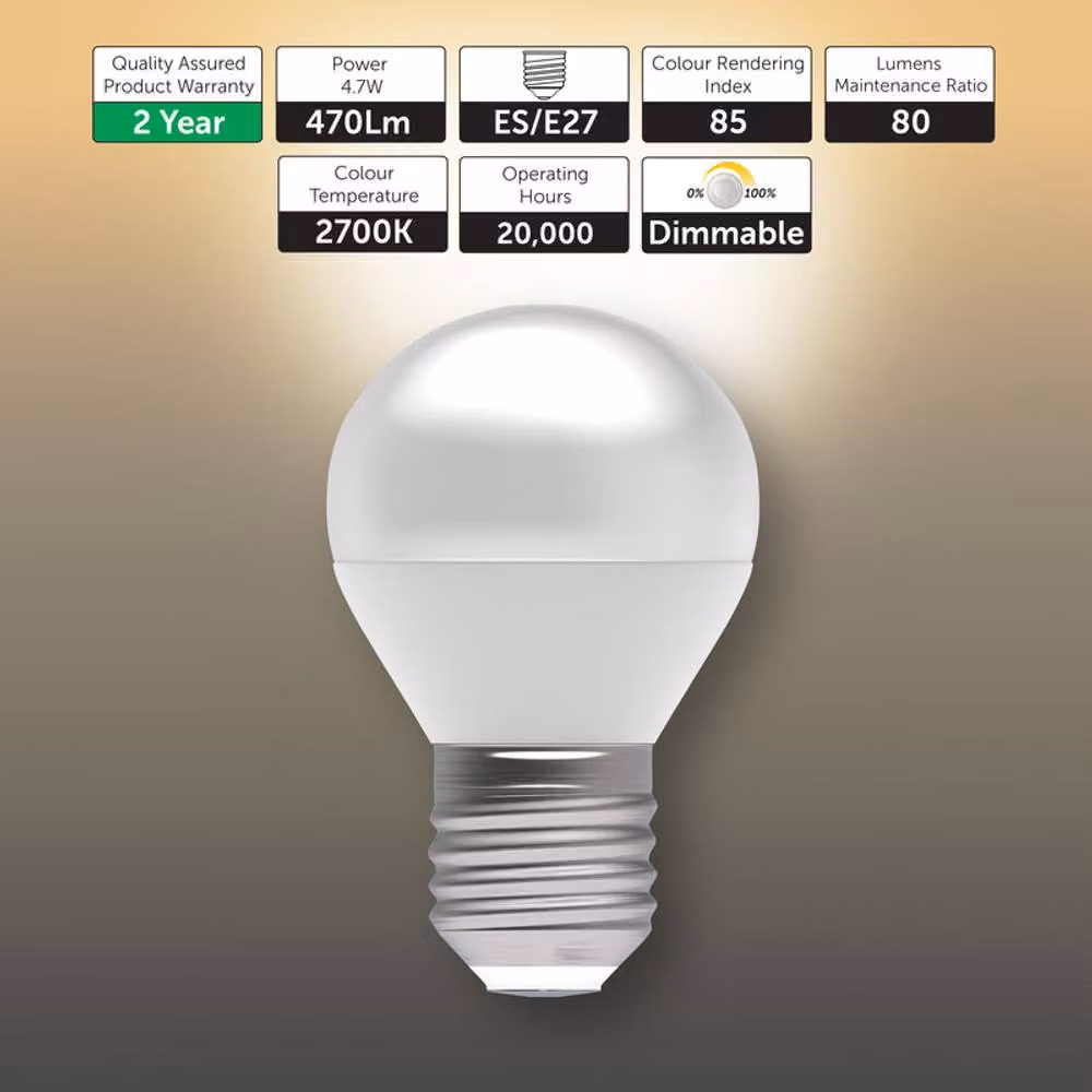 BELL Lighting E27 LED Golf Ball Bulb, Dimmable Warm White, Pack of 3 – 1