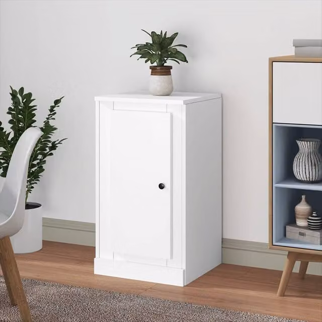 Berkfield Home White Classic Sideboard in MDF, W/D/H: 37.5 x 35.5 x 67.5 cm – 1