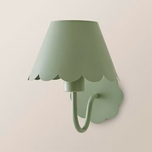 ValueLights Hallie Pair of Green Scallop Rechargeable Wall Lights – 2
