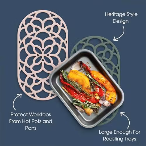 Zeal Large Oval Silicone Non-Slip Trivet Mat in Green, W/D: 32 x 18 cm – 2