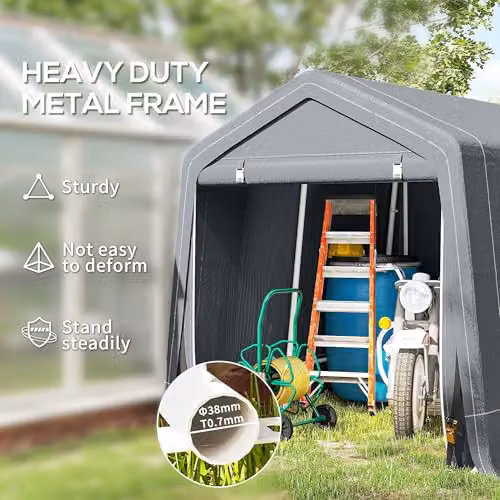 Outsunny Waterproof Outdoor Garden Storage Shed with Single Door in Grey – 3