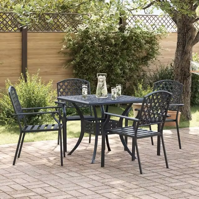 Berkfield Home Set of 4 Stackable Anthracite Grey Steel Garden Chairs – 1